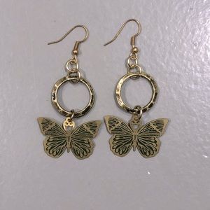 Gold Plated Urban Outfitters Butterfly Earings
